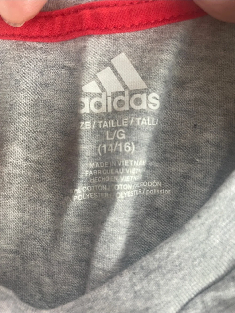 adidas Gray Muscle Tank with Red and Navy Graphic